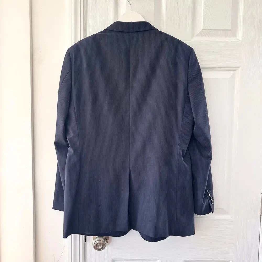 Brooks Brothers Brookscool Navy Blue Pinstripe Fitzgerald Full Canvas Blazer 42R
